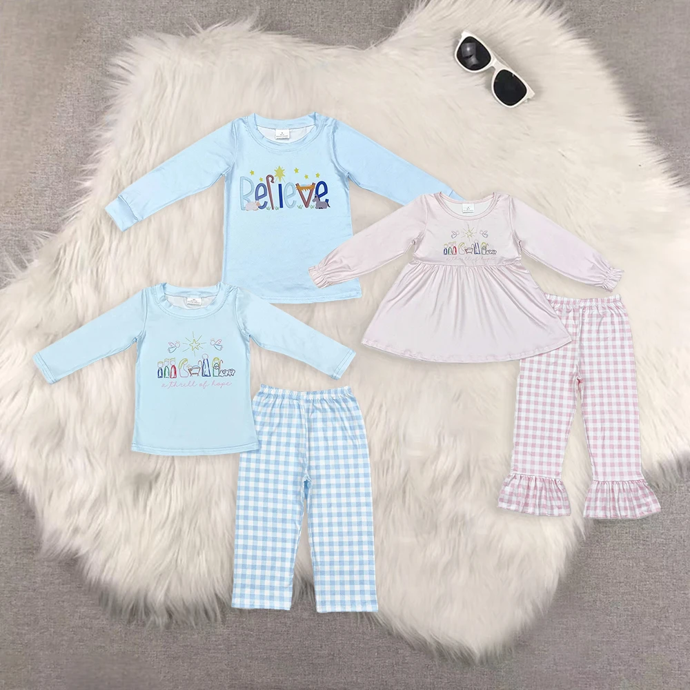

BLP0504 Wholesale Summer New arrival RTS top kids clothes girl sets long sleeve pants sets Boutique baby girl clothes