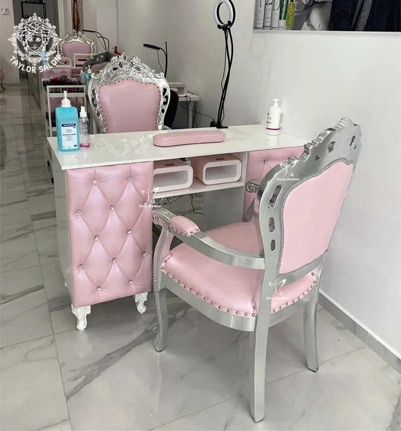 

Nails salon pedicure furniture package nail station and chair set manicure bar table desk luxury nail tables with dust collector