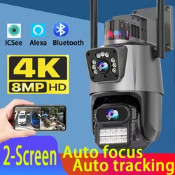 4K 6MP HD Wifi PTZ Camera Outdoor Dual Lens Dual Screen Auto Tracking IP Camera With Microphone Audio Video Surveillance ICSee