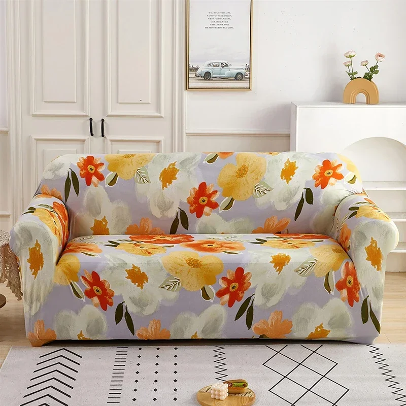 Floral Printed Elastic Sofa Cover for Living Room Chair Cover Protector Purchase Two Separate Covers To Your Whole L-shaped Sofa