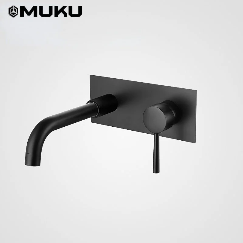 

Matte Black Copper Concealed Basin Faucet Brass Wall Embedded Hot and Cold Water Mixer Tap Wall-Mounted Bathroom Sink Faucet