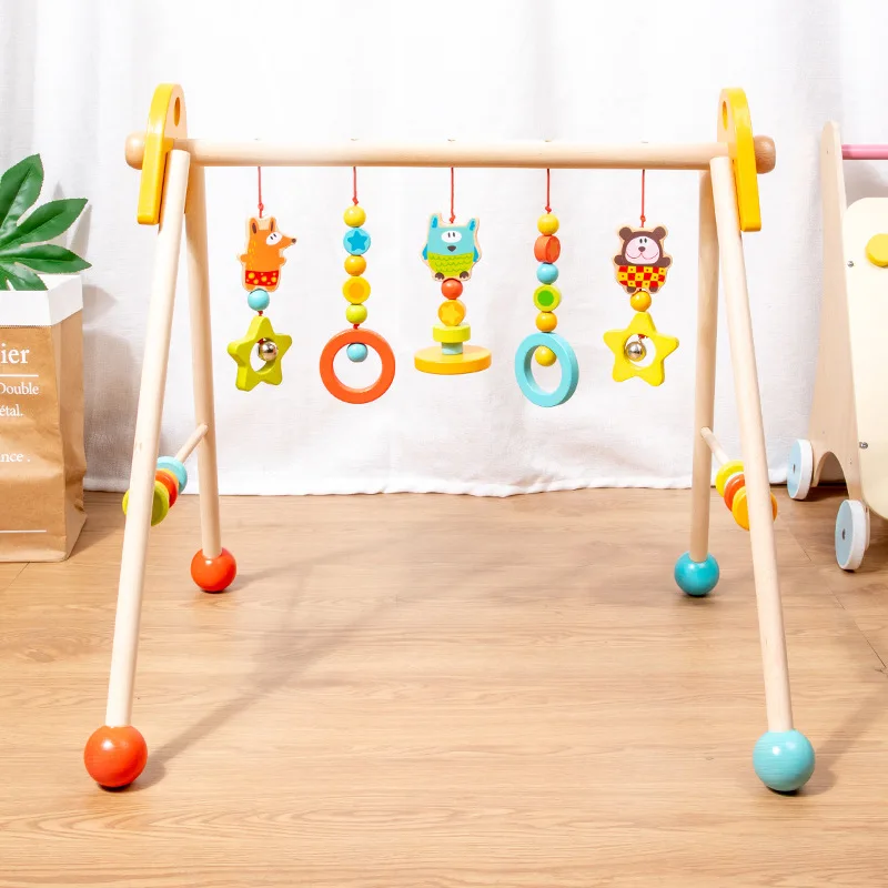 Pingente de madeira Baby Play Gym Frame Recém-nascidos Fitness Rack Pendurado Toy Kit Carrinho Atividade Rattle Baby Room Ornamento Decorações