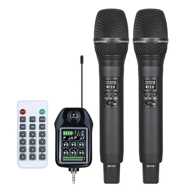 

ABJF-Handheld Mic 2 Channel Wireless Microphone Fixed Frequency For Party For Karaoke Professional Church Show Meeting