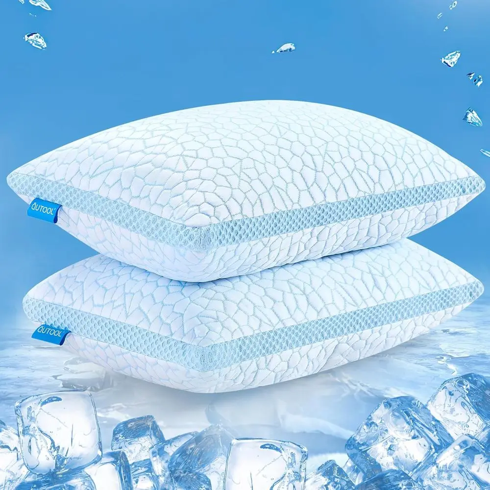 

Double Sided Cooling Pillow or Hot Sleepers, Shredded Memory oam Pillows Queen Size Set o 2, Adjustable Sot & irm Gel Bed Pillow