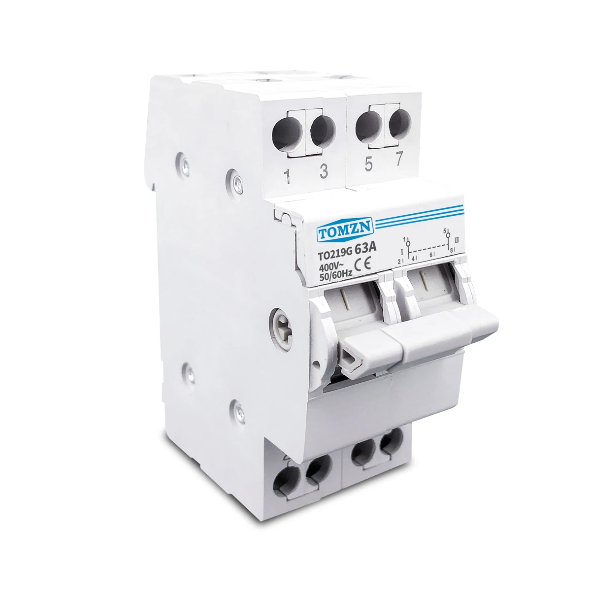 TOMZN TO219G 2P 40A 63A MTS Dual Power Manual Transfer Isolating Switch Interlock Circuit Breaker