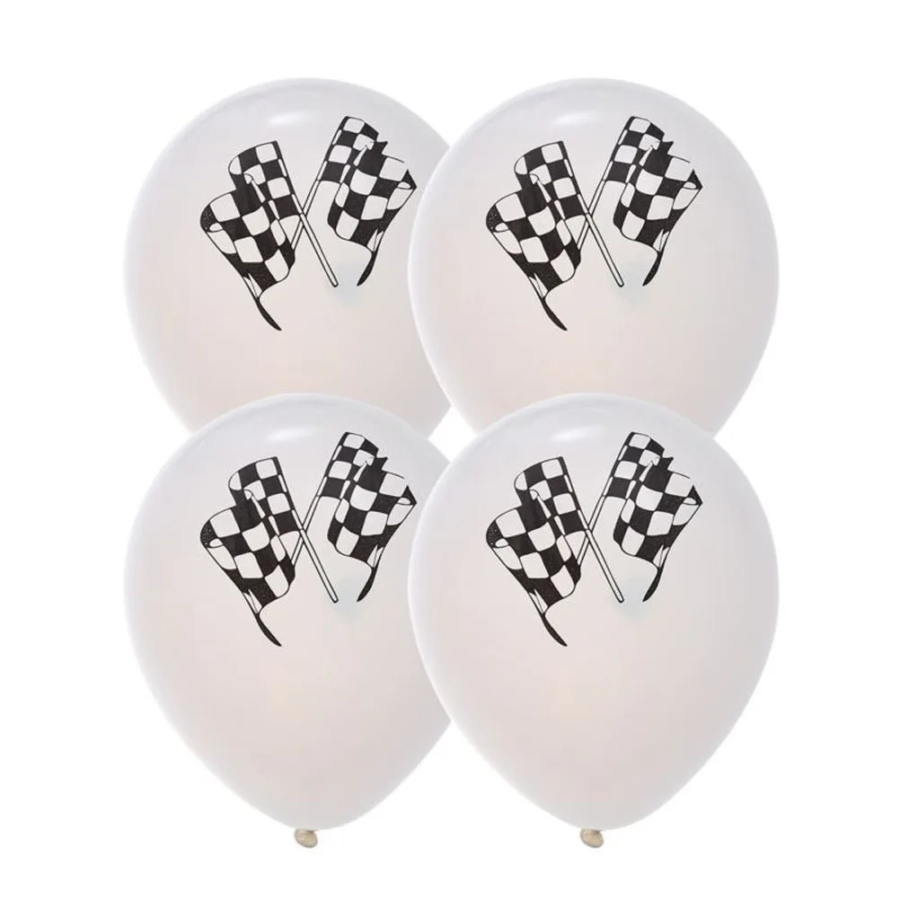 

15 pcs Racing Flag Balloon Kit Black White Silver Latex Party Decor For Graduation Birthday Wedding Event Confetti Sequins