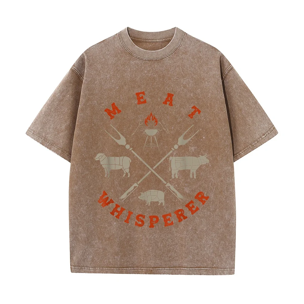 Tees Smoked BBQ Grilling Meat Smoking Whisperer Barbecue T-Shirt Personalized Luxury Brand Men's Short Sleeve Summer Top Shirts