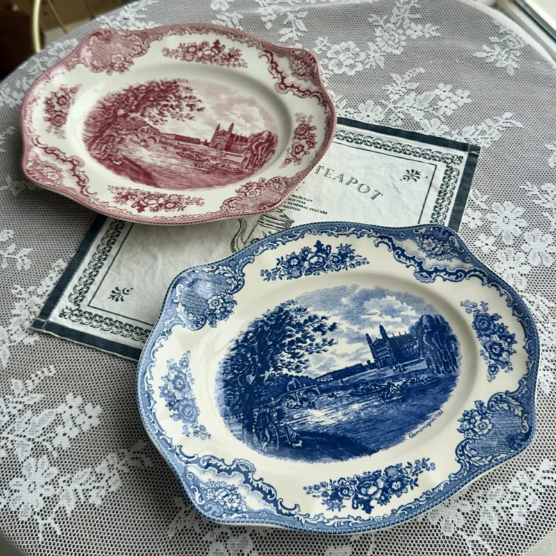 Castillo europeo, plato de pescado de forma especial de 12 pulgadas, plato occidental para fiesta, plato de pavo, decoración de ambiente, platos de porcelana para carne