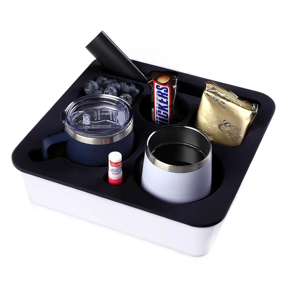 

Upgraded Acity Car Cup Holder Tray, Durable Stable Car Ba Seat Organizer, Health-Friendly Silicone Couch Caddy For Sofa Boat