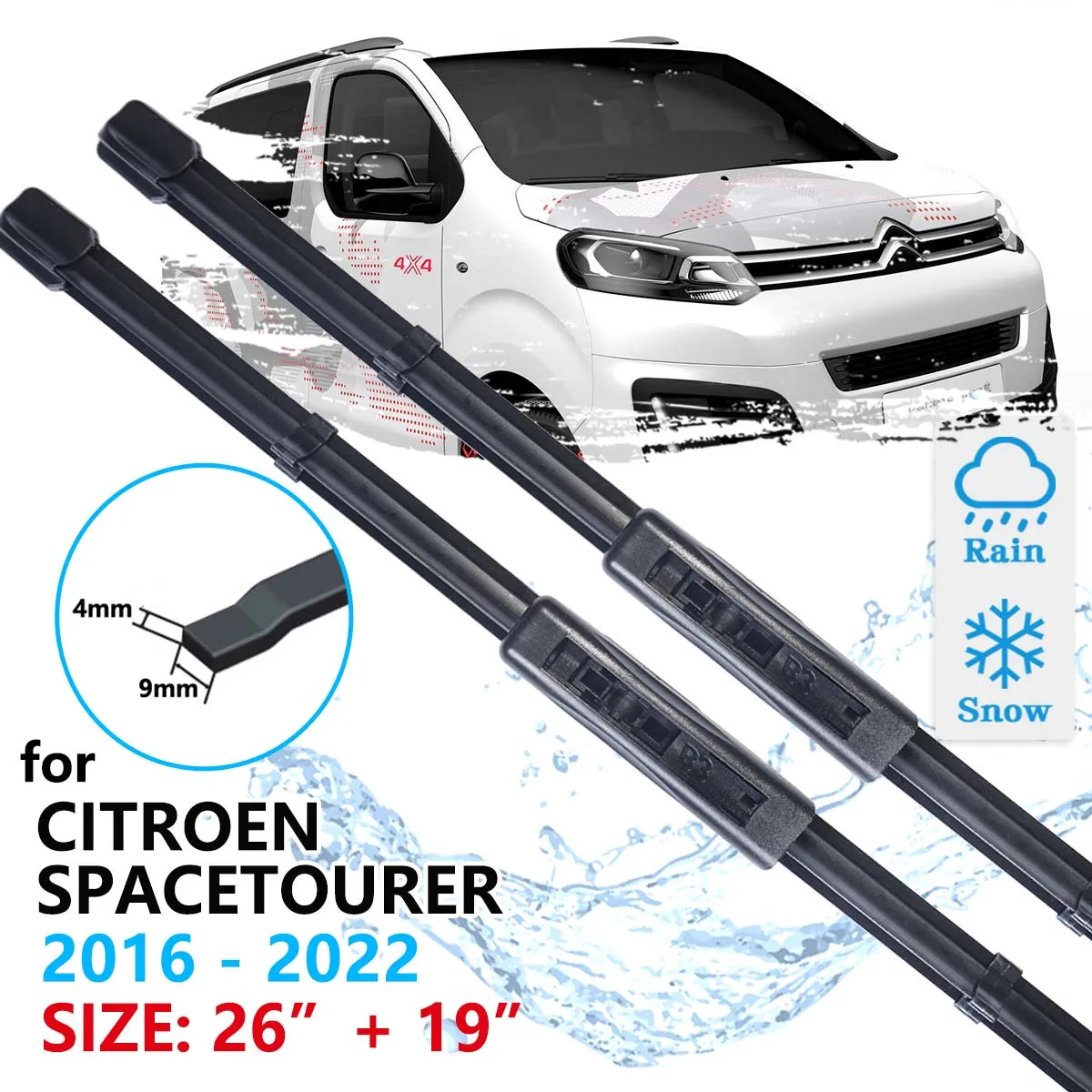 Car Front Wiper Blade For Citroen Spacetourer 2016 2017 2018 2019 2020 2021 2022 Washer Windscreen Windshield Accessories Window