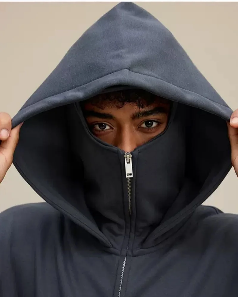 Veste de sport à capuche pour hommes, coupe-vent, Double chapeau, masque, fermeture éclair, pour activités de plein air, randonnée, voyage, course à pied, hiver