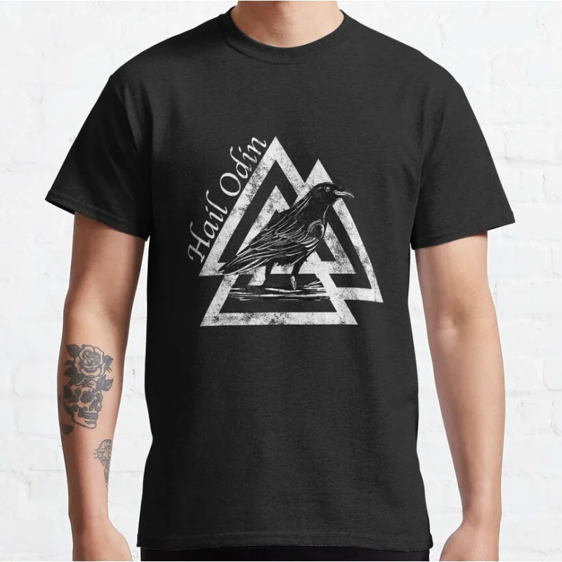 Odins Raven Valknut Wodan Viking Nordic Runes Celtic Knots Valhalla Viking style Norse Mythology God Graphic T Shirts large size