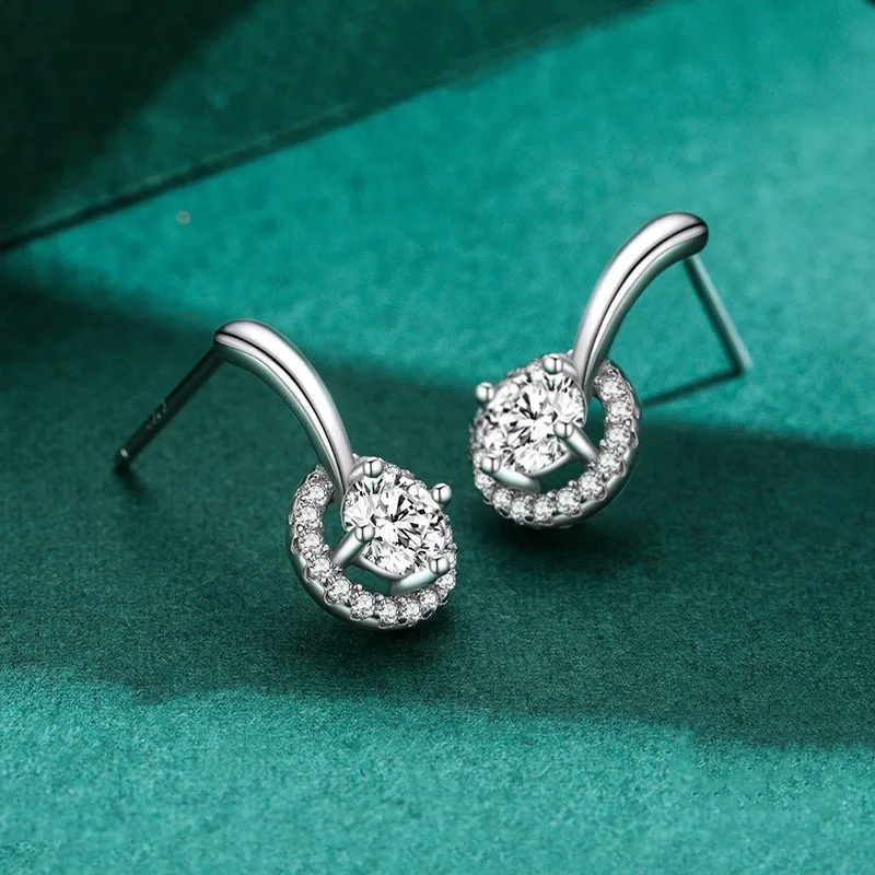 الجملة فضة 925 المرأة شعبية جولة أقراط الزركون #3