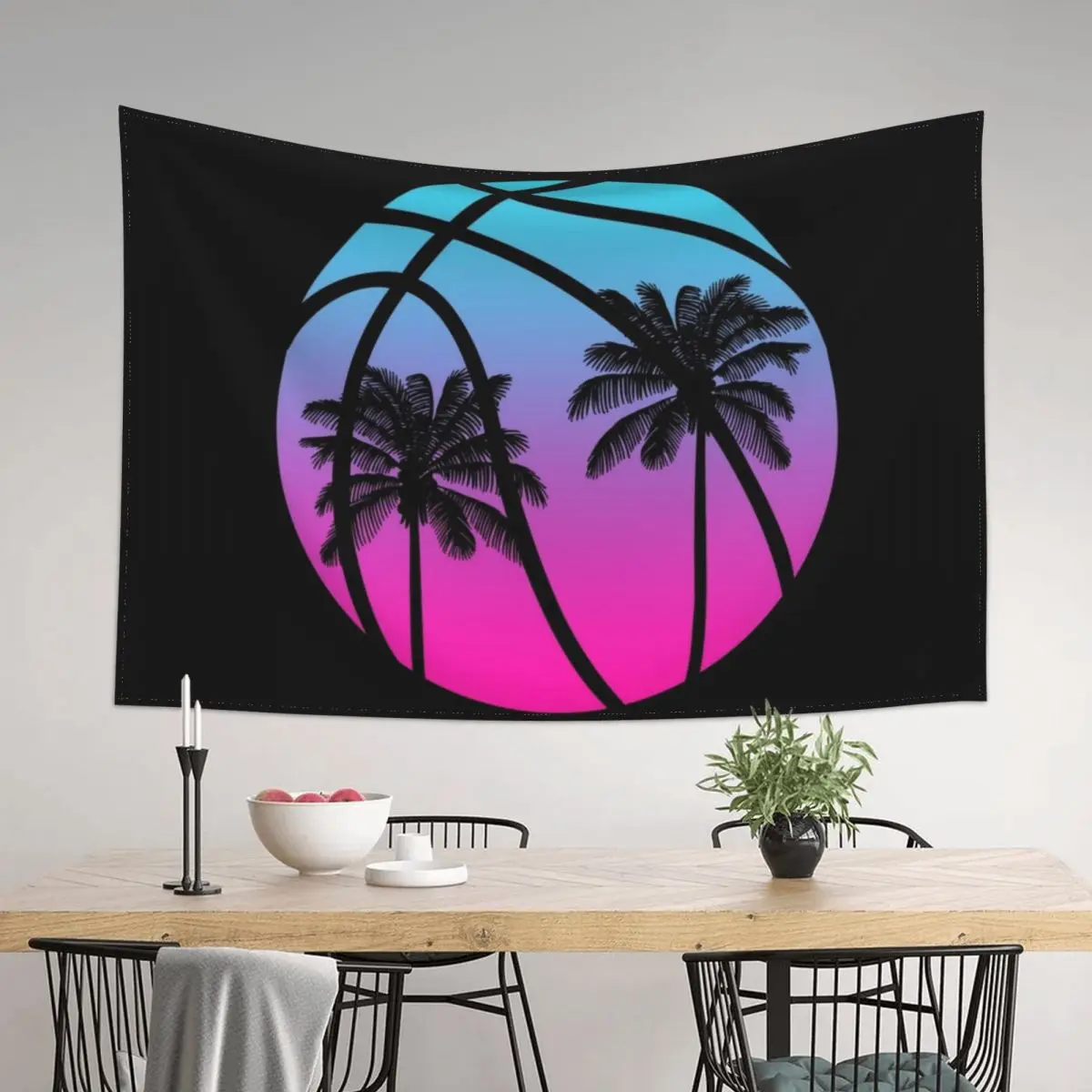 

Miami Vice Basketball - Black Tapestry Wallpaper Room Decore Aesthetic Wallpaper Bedroom Japanese Room Decor Tapestry