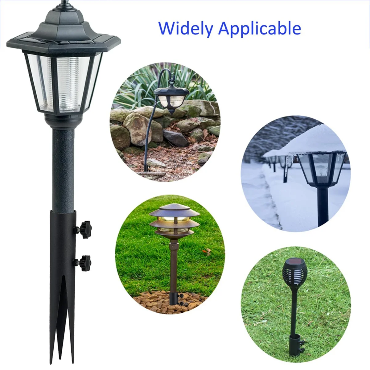 4Pcs Steel Torch Stakes,Garden Stakes for Outdoor Lights,Metal Ground Spike Replacement Stakes for Solar Lights