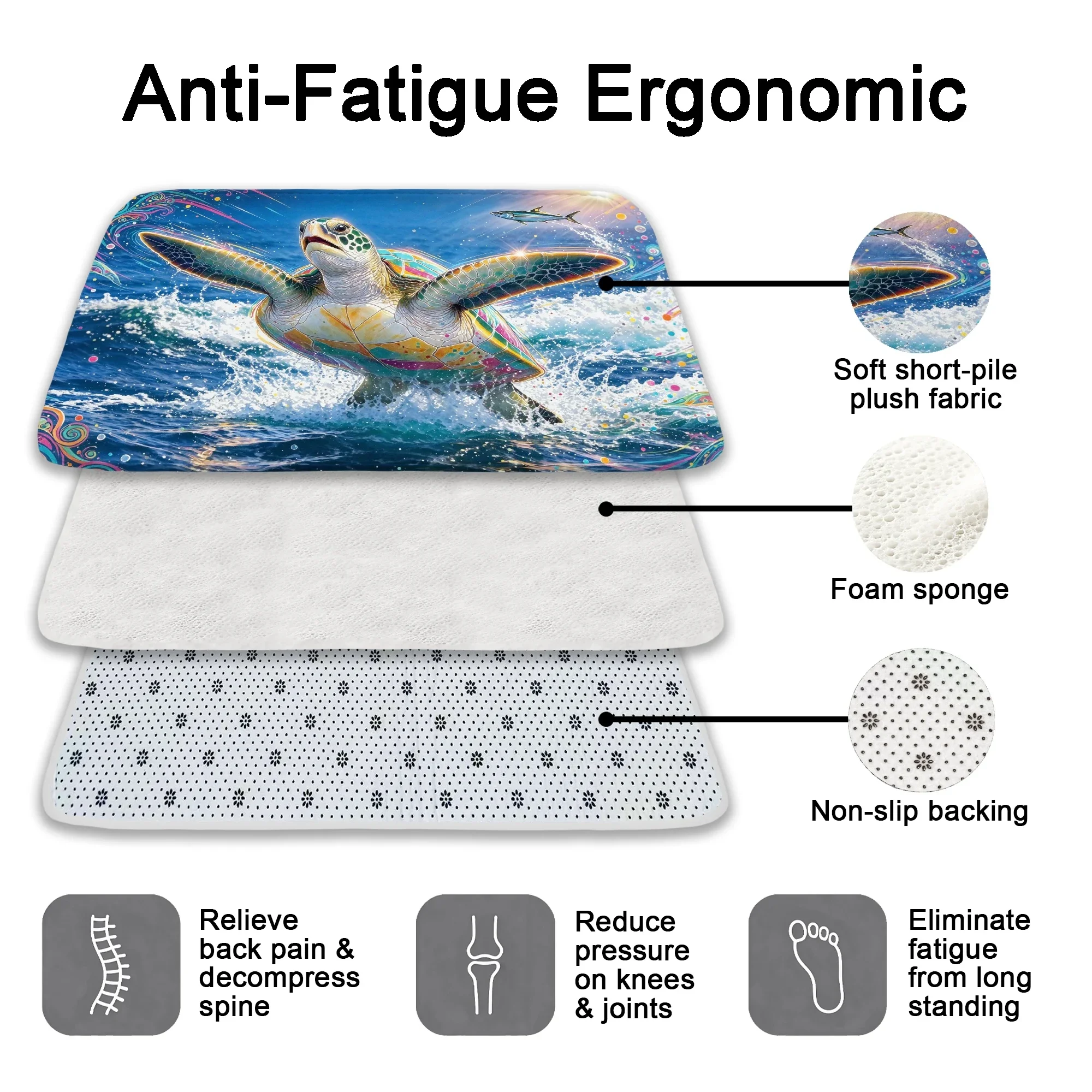 Sea turtle Bath Mat Water Absorbent Quick Dry Anti-Slip Shower Rug Floor Carpet for Bathroom Home Decor