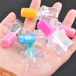 50pcs/Lot 5ml Plastic Star Shape Nail Bottles Clearly Nail Bottles Withe Brush And Candy Lid Cosmetic Packaging