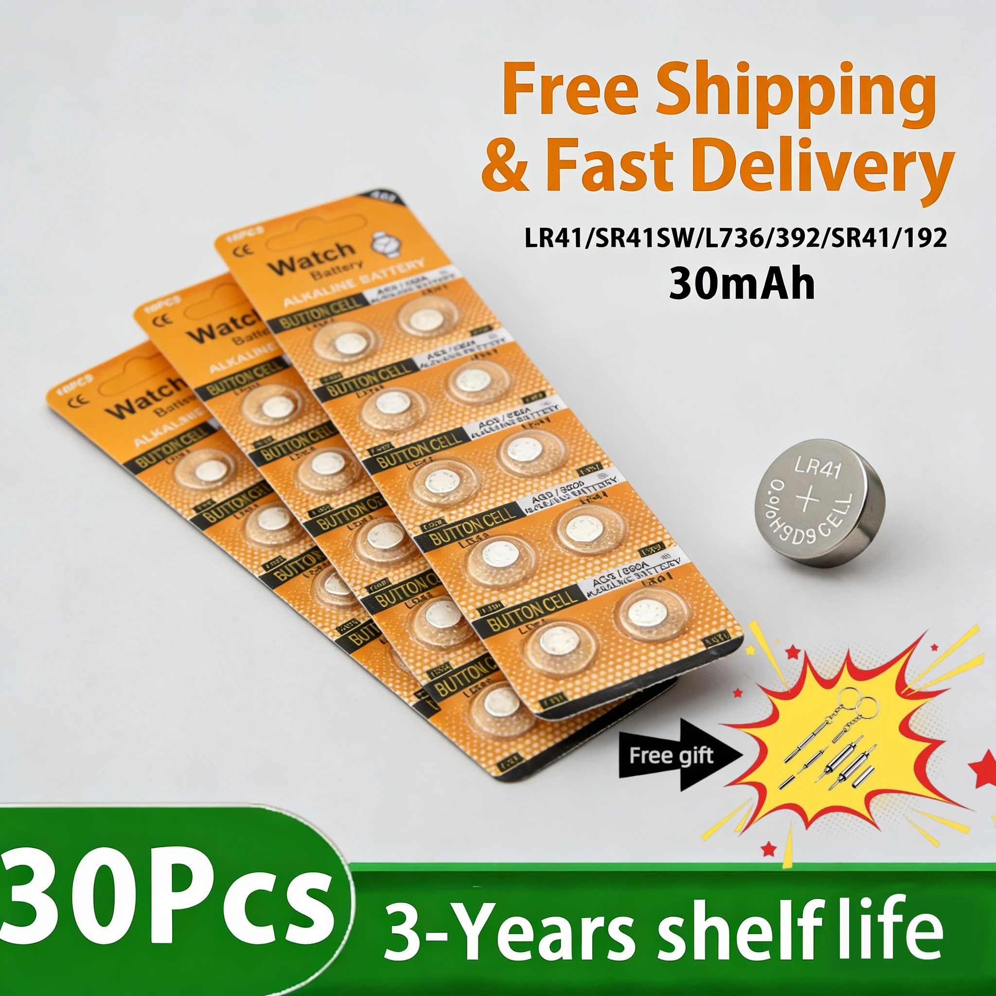

LR41 AG3 1.5V Alkaline Button Cell Batteries - 10-100Pcs High Capacity L736 392 384 Coin Battery for Watches and Medical Devices