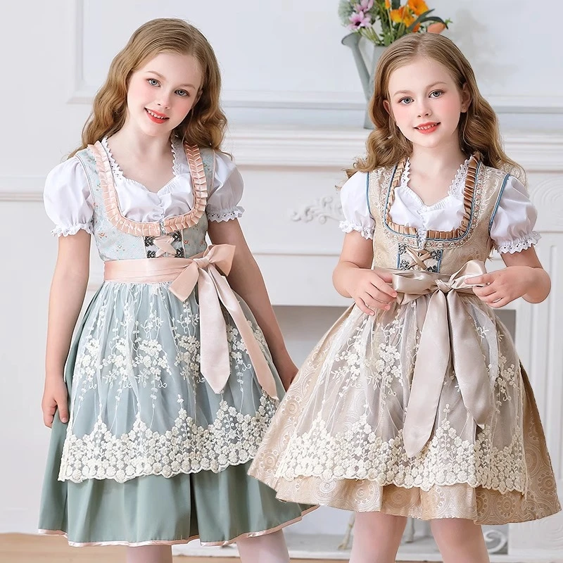 

Halloween Children's Costume Bavaria Children's Clothing German Oktoberfest Munich Farm Pastoral Girls Dress Flower Girls Dress