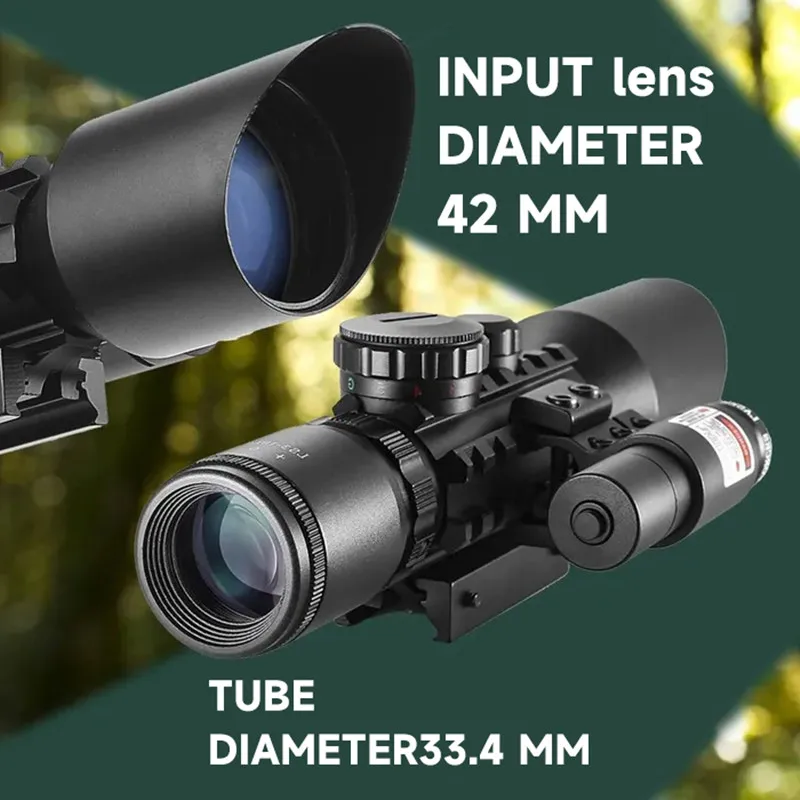 Scope Crosshair Optics Hunting Riflescope 3-10x42E with Red and Green Illuminated Built Scope M9 Adjustable 11/20mm Rail Mount