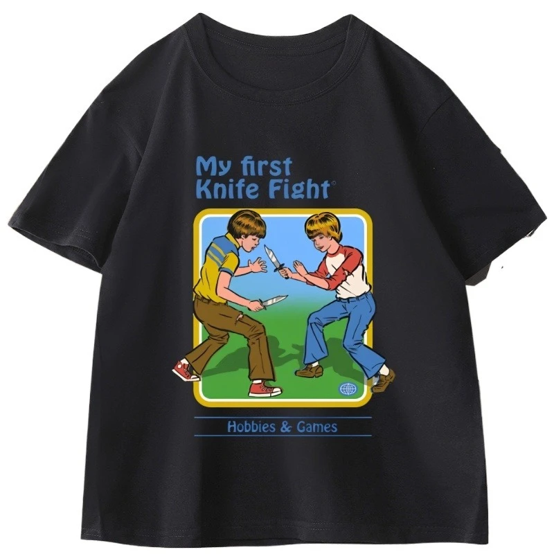 Steven Rhodes My First Knife Fight T-shirts Men Women Summer Vintage Short Sleeve Round Neck T Shirt Y2k Camisetas De Hombre