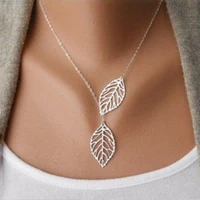 Minimalism Double Hollow Leaves Pendant Necklaces Temperament Punk Clavicle Chain Necklace Women Jewelry Gift - Image 2