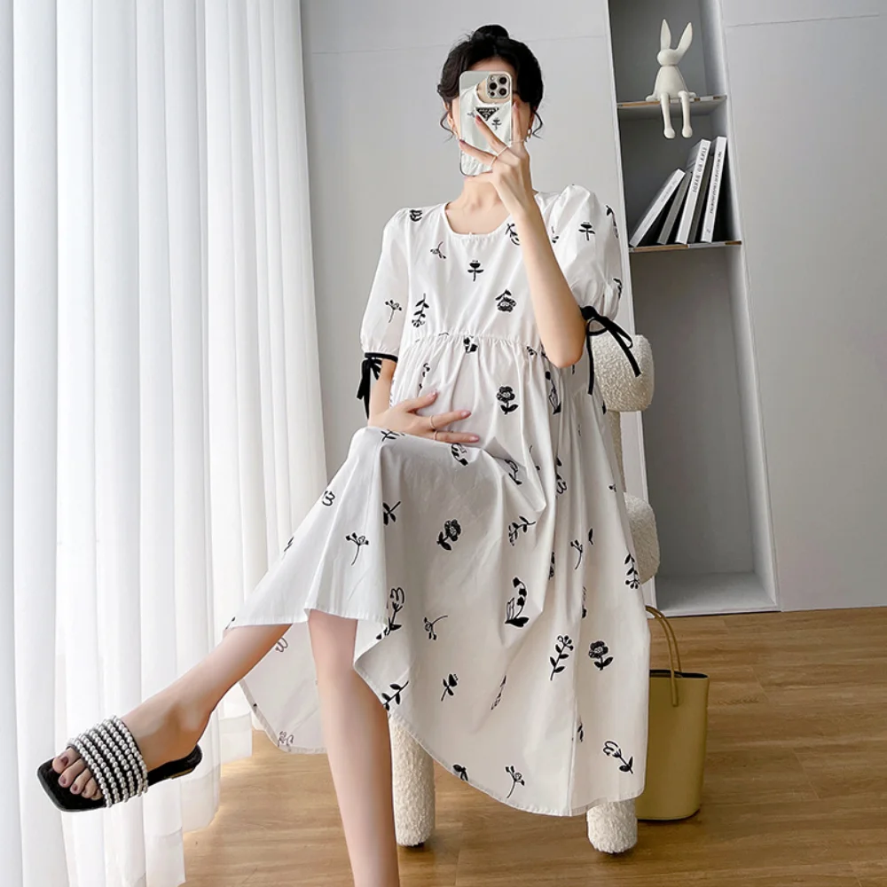 Maternity Dress 2023 Summer Women's Dresses Fashionable Flowers Short Pregnant Woman Dress Maternity Dresses Pregnancy Clothes