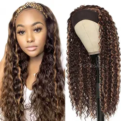 Tereshar Headband Synthetic Wig Water Wave Headband Wigs for Black Women Wet and Wavy Wigs with Headbands for Daily Use