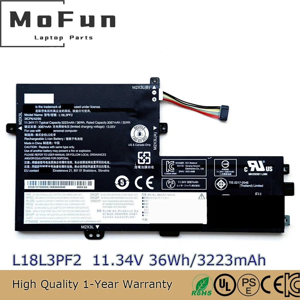 

Оригинальный аккумулятор для ноутбука L18L3PF2 11,34 В 35 Втч для Lenovo IdeaPad S340-14IWL S340-15IWL L18L3PF1