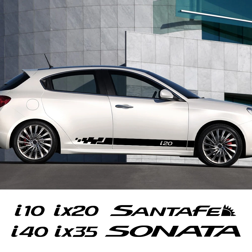 

2PCS Car Door Side Sticker For Hyundai AZERA GDI i10 i20 i30 i40 IX20 IX35 SOLARIS SONATA Decor Decal Auto Tuning Accessories