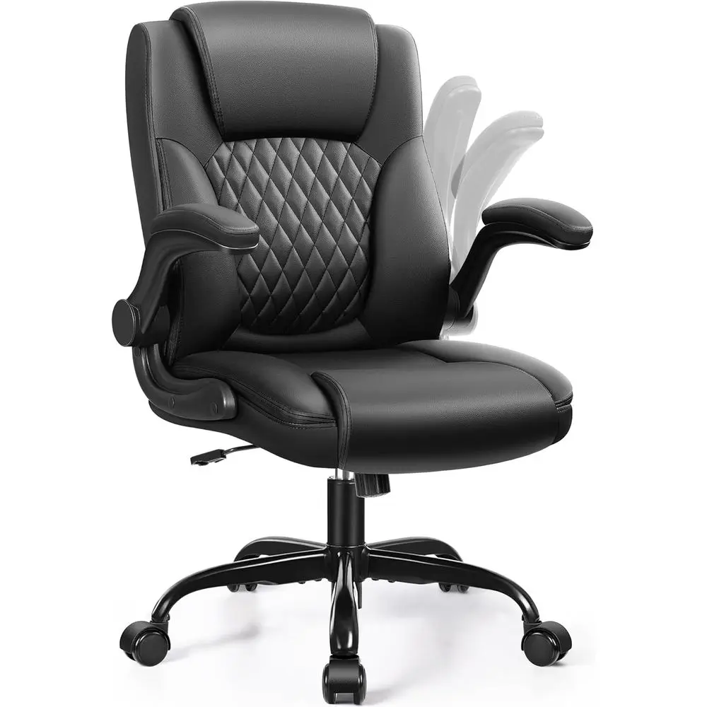 Leather Oice Chair, PU Home Computer Desk Chairs with Ergonomic Back Support, 360°Swivel ree，Small Gmaing Chair with Wheels and