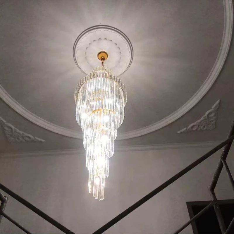 Imagem -06 - Long Staircase Crystal Hanging Chandelier Modern Loft Led Teto Lâmpadas Pingentes Villa Living Room Decoração de Eletrodomésticos 2024