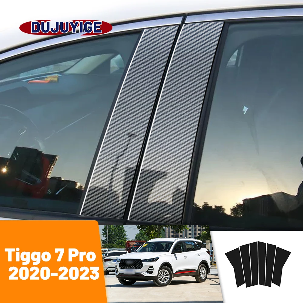 

For Chery Tiggo 7 Pro 2020-2023 2021 2022 Carbon Fiber Window Door Column Deal B C Pillar Post Cover Trim Sticker