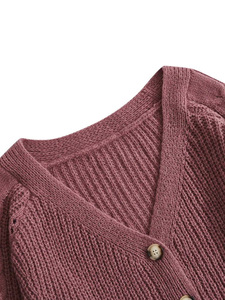 ONELINK Fuchsia Purple Red Suede Wool Plus Size Women 2022 Autumn Winter Buttons Up Cardigan Sweater Oversize Knitwear Clothing