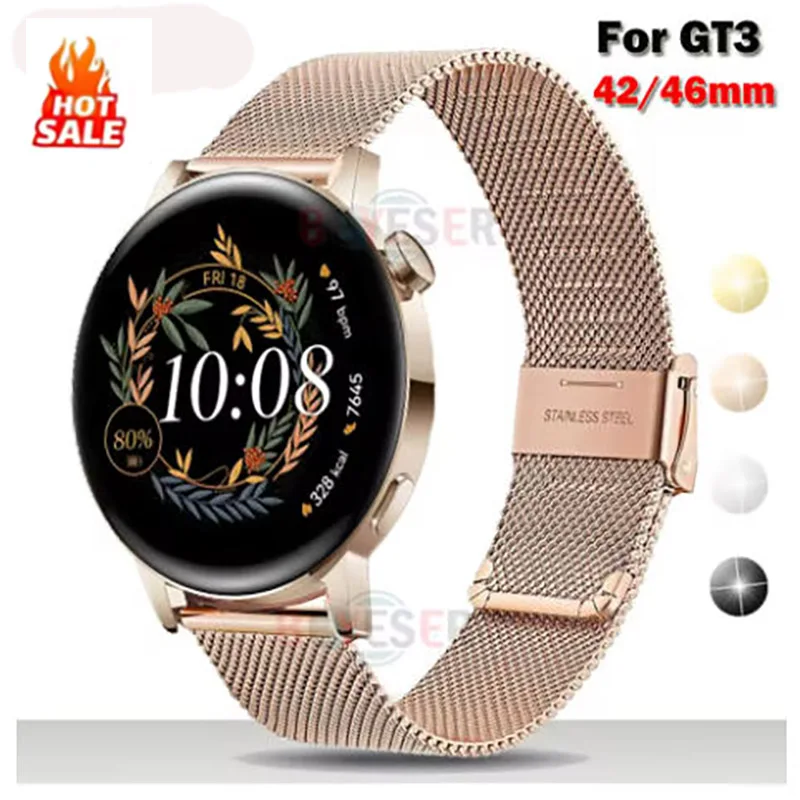 لهواوي GT3 42 مللي متر/46 مللي متر SmartWatch الفرقة GT GT2 42 مللي متر Milanese سوار فولاذي غير قابل للصدأ سوار العالمي 20/22 مللي متر استبدال حزام