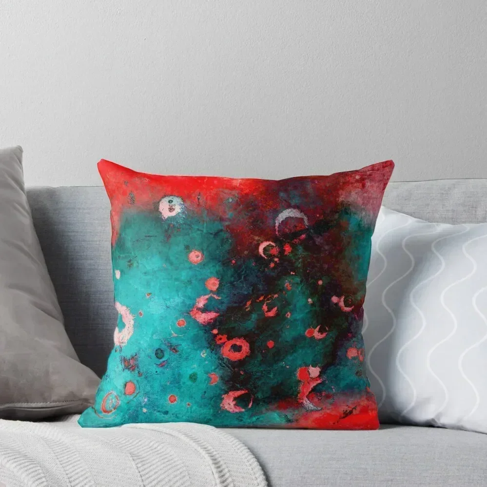 

Mixed Media Red Turquoise Abstract Throw Pillow Christmas Cushion For Home Cushions For Sofa Bed pillowcases pillow