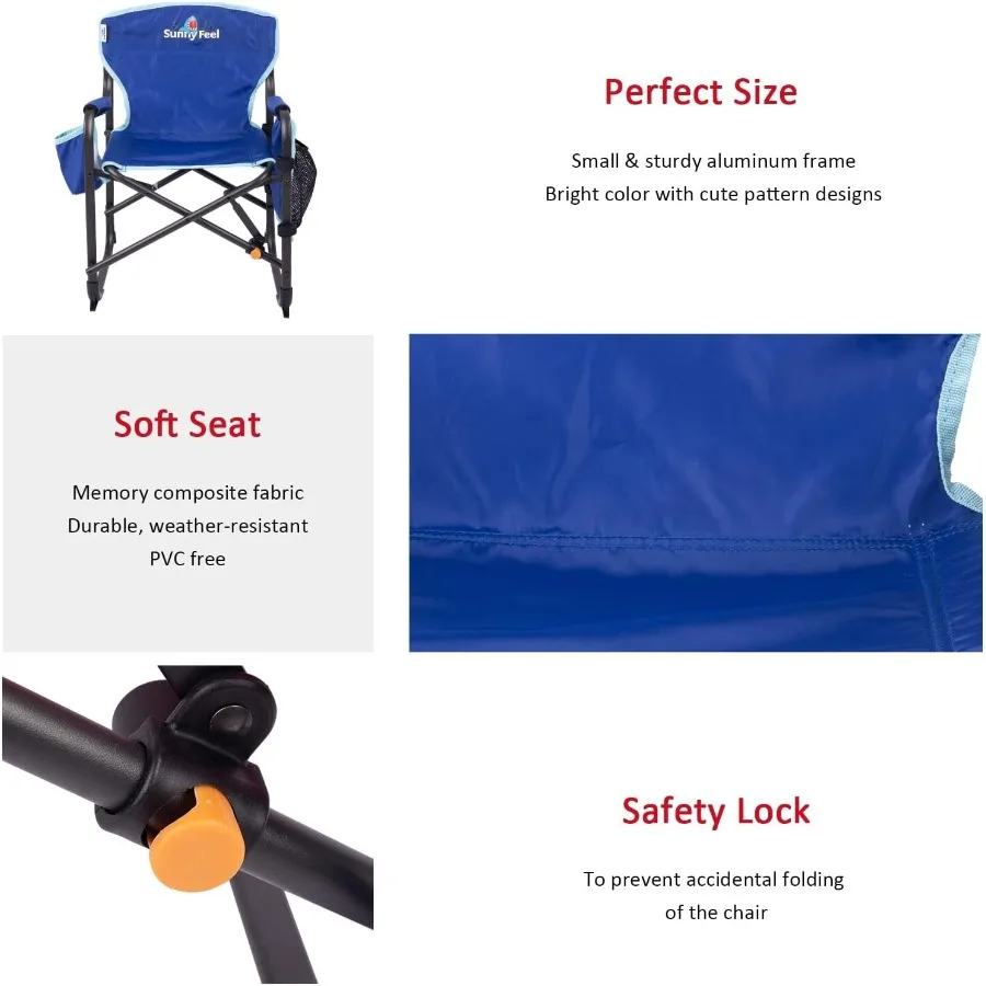 كرسي تخييم من الألومنيوم خفيف الوزن وقابل للطي مع حامل أكواب وجيب لرحلات الشاطئ والنزهات والرياضات الخارجية Fol #5