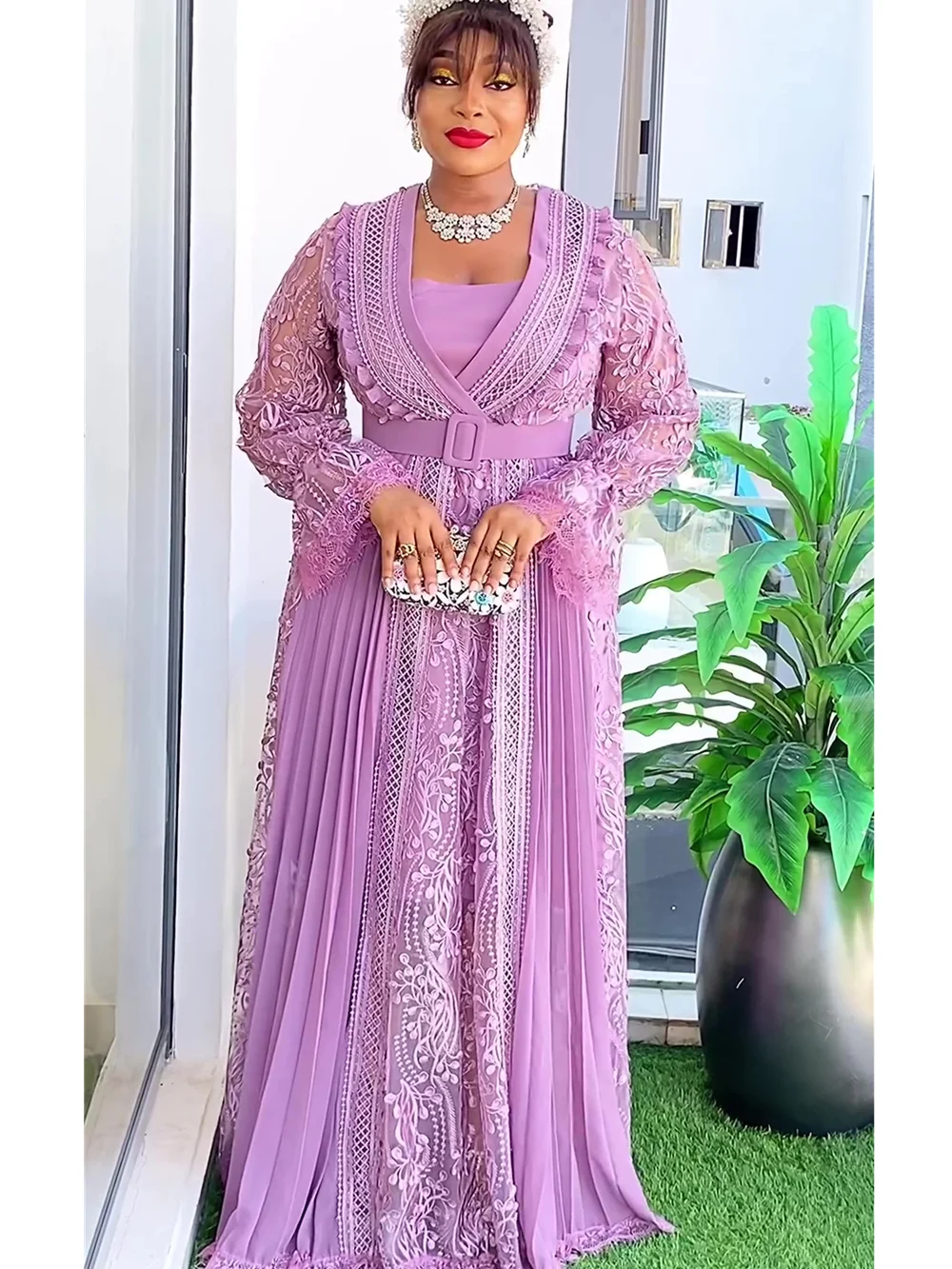 Robe de soirée africaine en dentelle pour femmes, grande taille, nouvelle mode Dashiki Ankara, tenue de mariage élégante, maxi musulmane turque, 2024