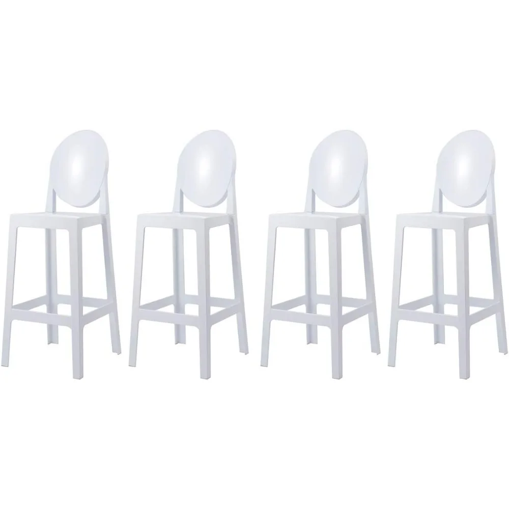 

Set of 4 White - 30" Seat Height Barstool Modern Bar Stool Counter Stool - Accent Stool - Lounge No Arms Armless Arm Less