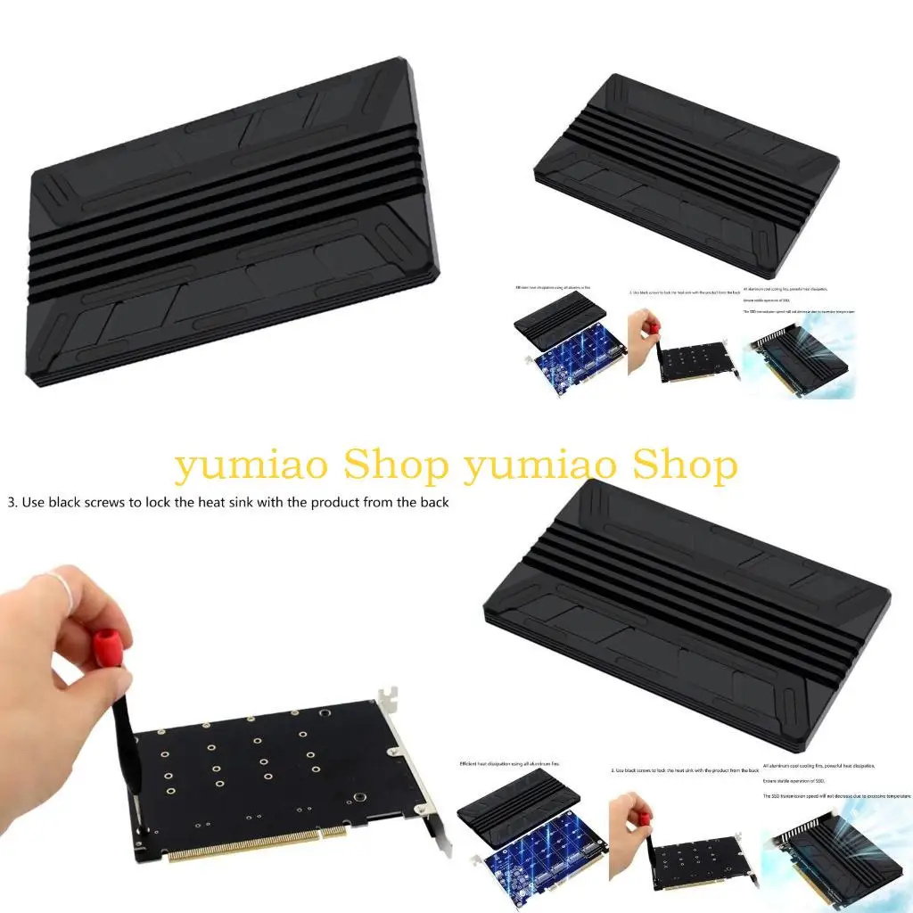 587B NVME MKEY SSD Array Expansion Card Aluminum Alloy Heat Sink PCIe Splitter Heat Dissipation Plate Coolers