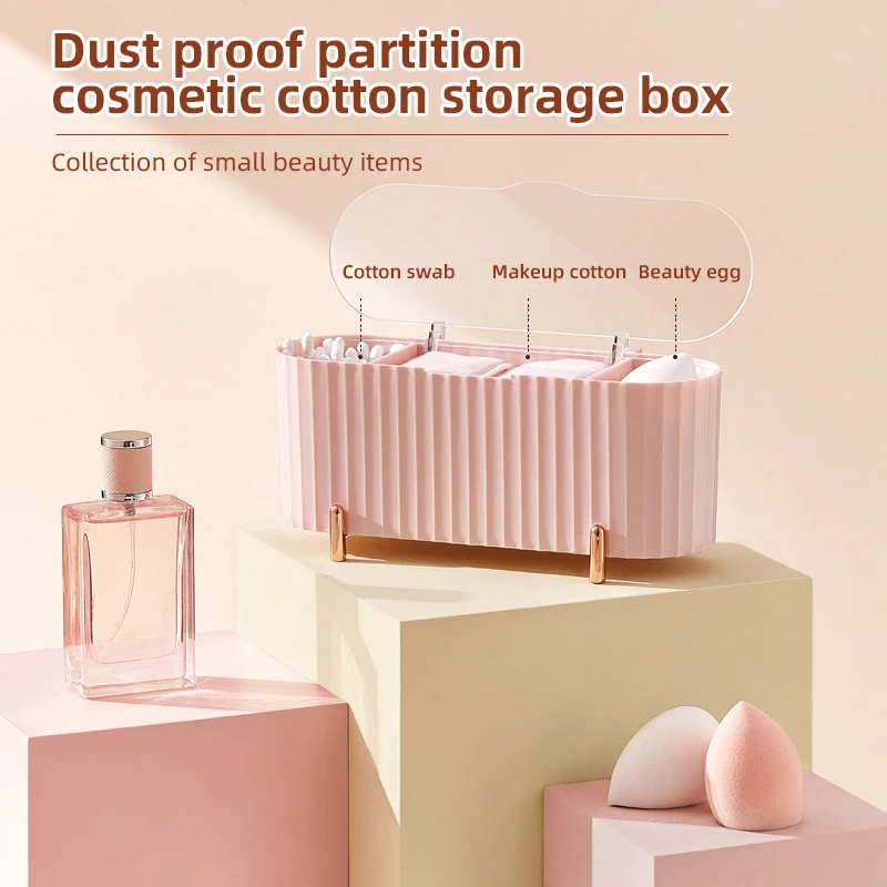 

Obelix Desktop Cosmetics Storage Box Dust-Proof Makeup Organizer For Cotton Pads Swabs Beauty Egg Holder Bathroom Jewelry Box