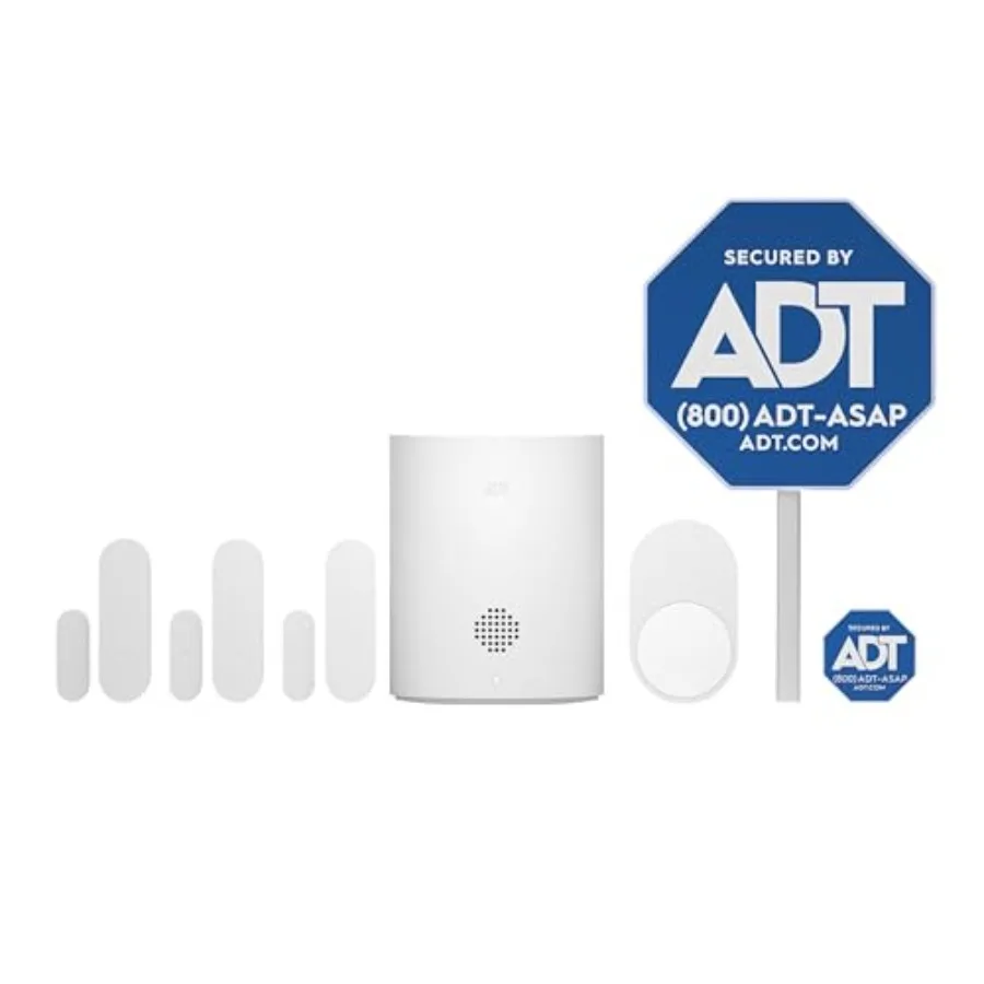

DIY home alarm system for house and apartment security: wireless door/window sensors, motion detector, easy install, ADT+ app c