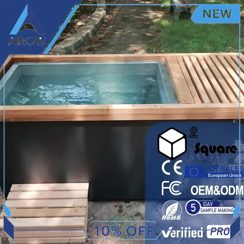 for Red Cedar Cold Plunge Tub Ice Bath with Chiller Filter Freestanding Soaking Pool for Home Gym Professional Recovery