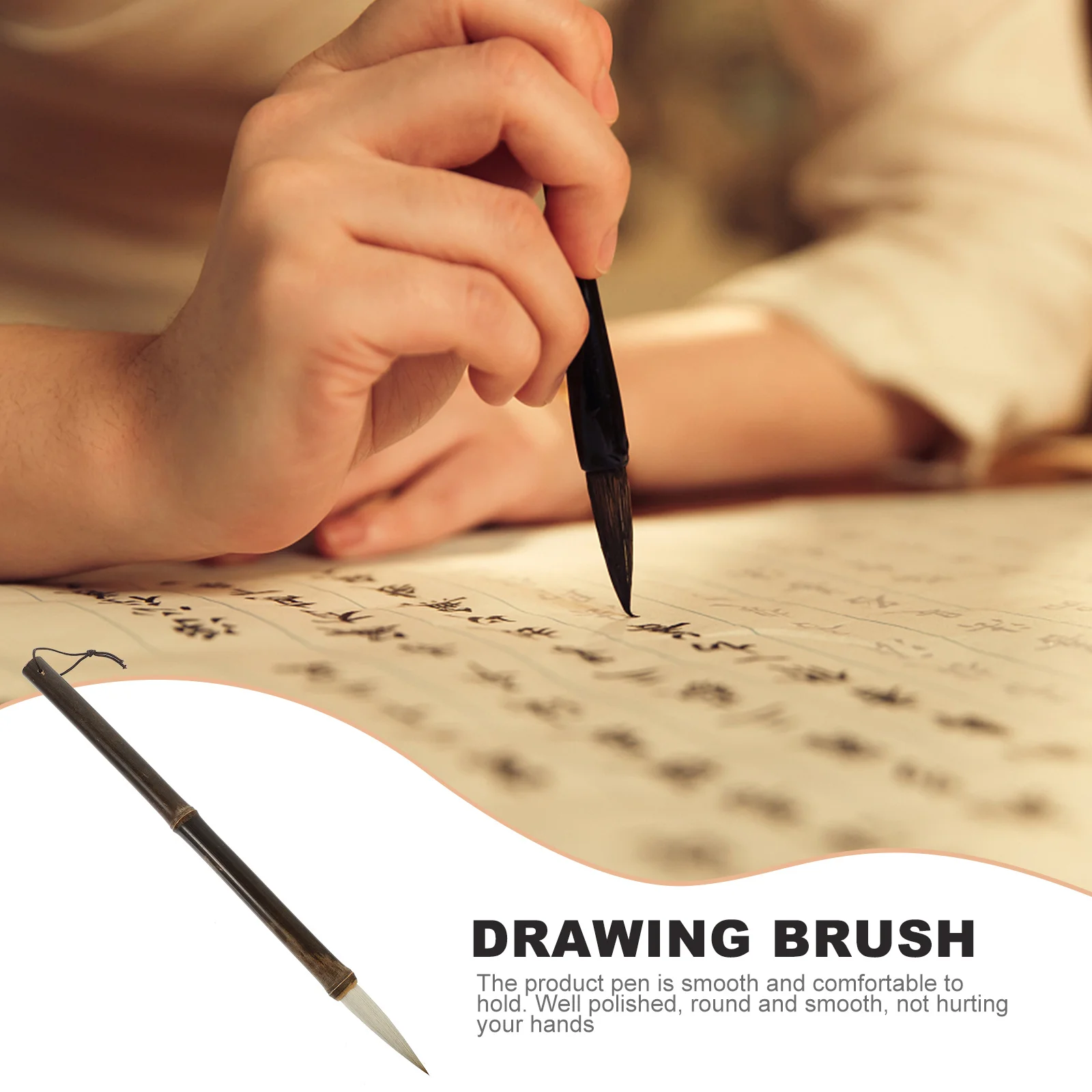 

Chinese Calligraphy Brush Pen Smooth Comfortable Grip Hanging Rope Easy Storage for Students Beginners Artists Drawing Writing