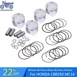 4set STD 0.25 0.50 48.5mm ~ 49.5mm Motorcycle Piston Rings Kit For HONDA CBR 250 CBR250 CBR250FG CBR250RH MC14 MC 14 MC19 MC 19