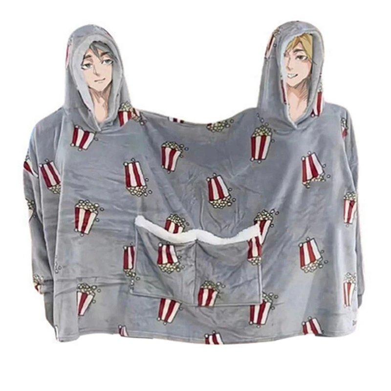 

Popcorn Double Pajamas,Niche Design, Warm And Intimate One-Piece Home Clothes, Drama Blanket Durable Gray