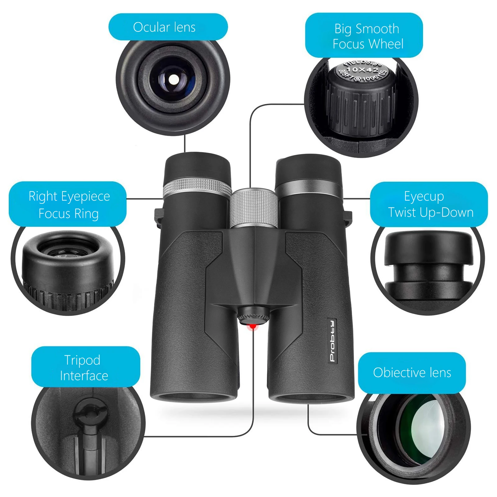 10x42 HD Binoculars for Adults, High Powered Binoculars with BAK4 Prism and Low Light Vision, Waterproof Binoculars - view 4