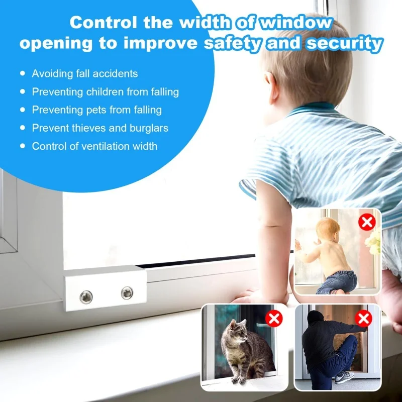 5/10Pcs Window Lock Buckle Fixed Aluminum Alloy Screen Sliding Windows Child Protection Safety Household Anti-Theft Limit Device