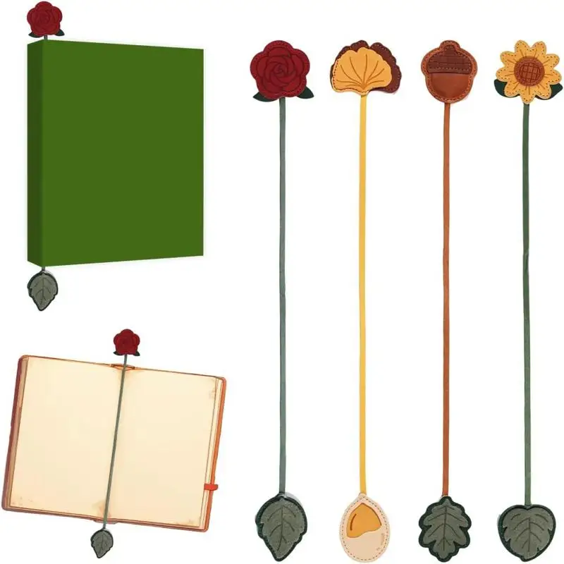 Multi-Purpose Faux Leather Bookmark Floral Pattern With Rope Tassel Can Be Used As Page Marker Bag Charm & Planner Accessory