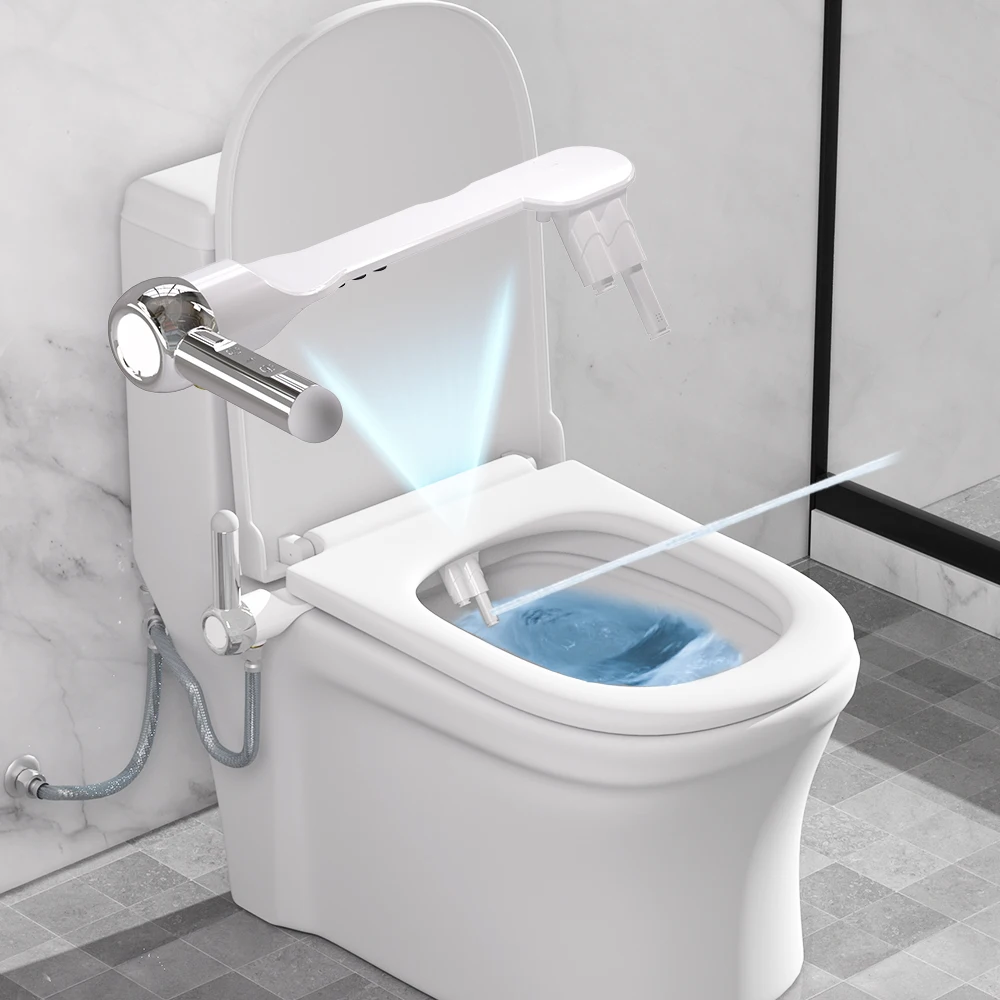 

Portable Bidet Attachment Dual Nozzle Non-Electric Toilet Seat 2 Adjustable Pressure Rear & Frontal Cleaning-Fits Most Toilets